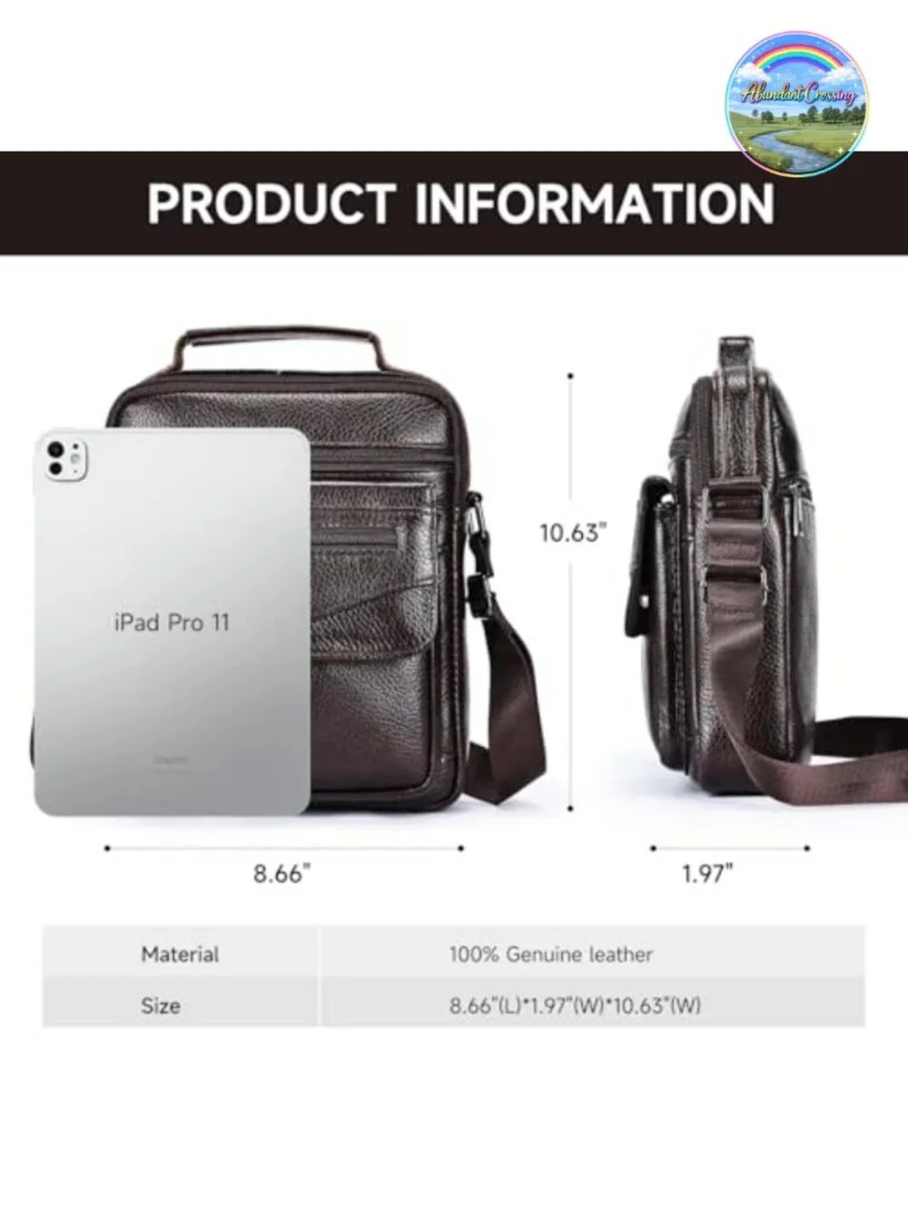 Genuine Leather Men's Crossbody Sling Bag Small Messenger Shoulder Satchel